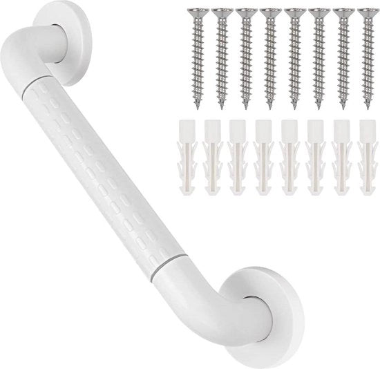Maniglia Bagno 30 cm Antiscivolo ABS Inox - Anziani Bambini - Vasca Bagno WC - Montaggio alla Parete - Grigio