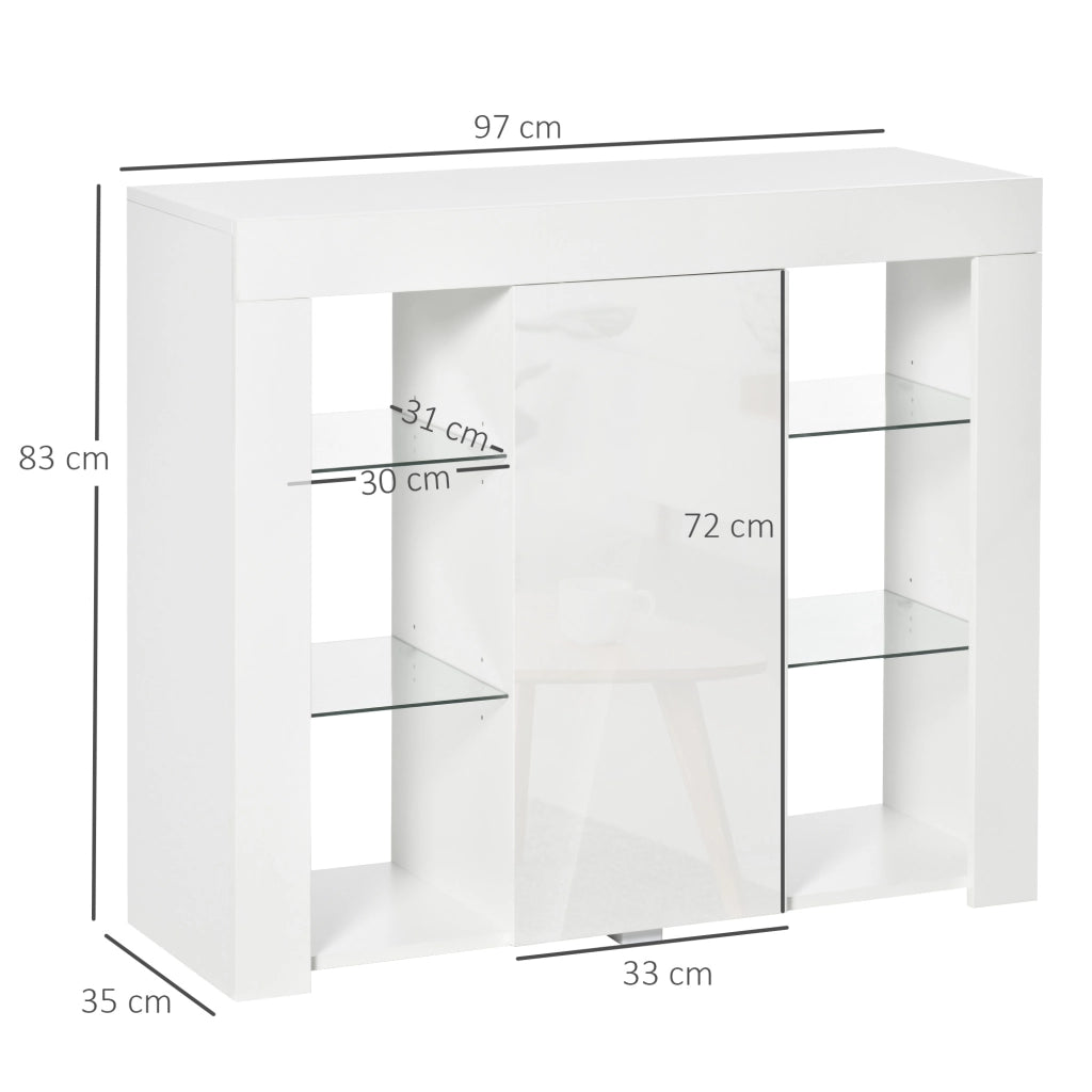 Cassettiera Moderna con Luci LED ¨C Minimal ¨C Bianco 97x35x83 cm