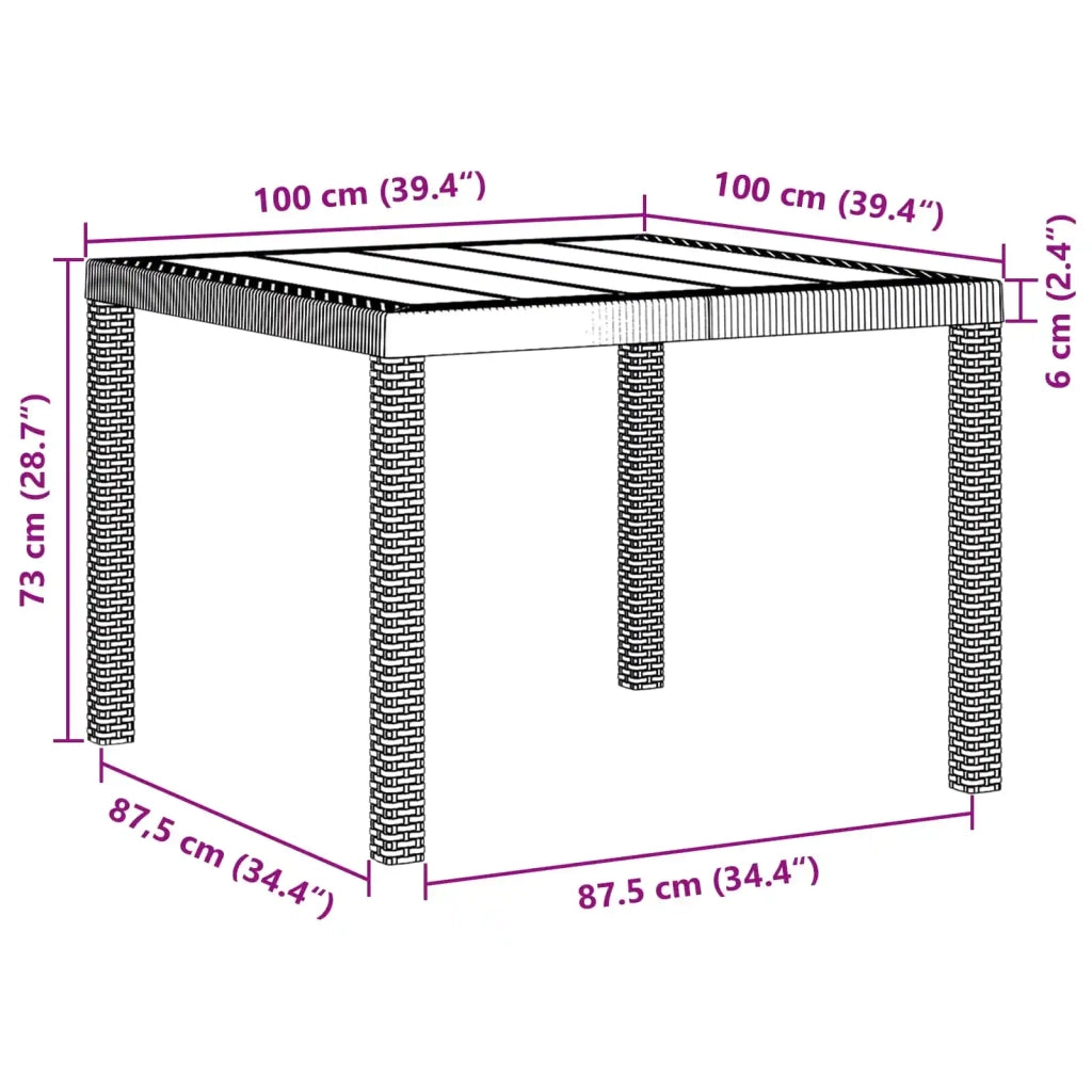 Set da Pranzo per Giardino 5 pcs Marrone Polipropilene