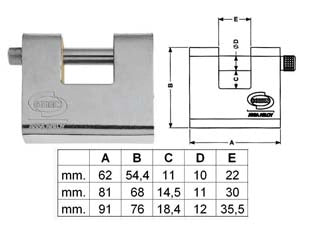 LUCCHETTO CORAZZATO A UNA BOCCA PL211  mm.81 (PL2118000)    CORBIN