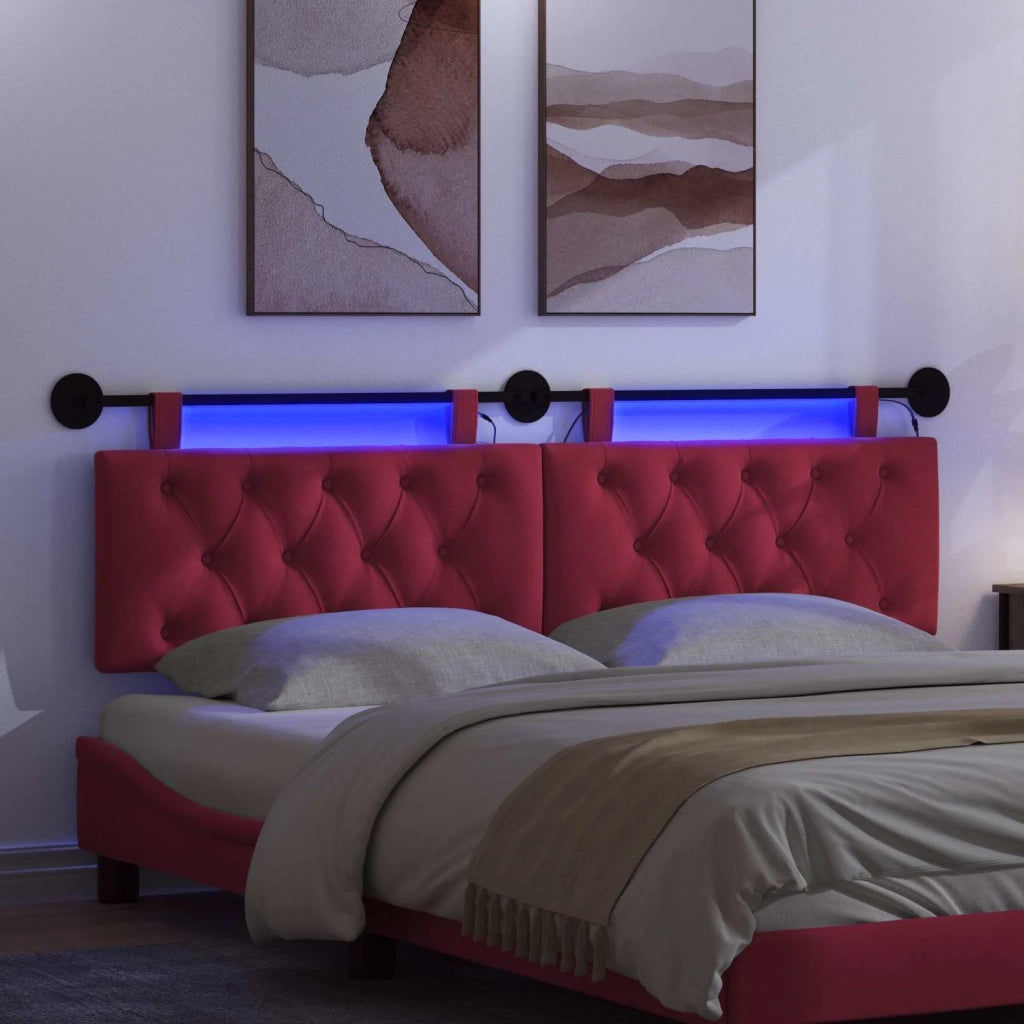 Testiera sospesa Con luce LED Rosso Vino Velluto 3424670
