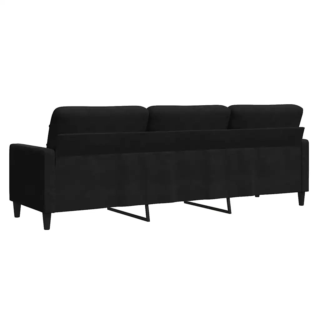 Divano a 3 Posti-Sofa 3 Posti Nero 210 cm in Velluto