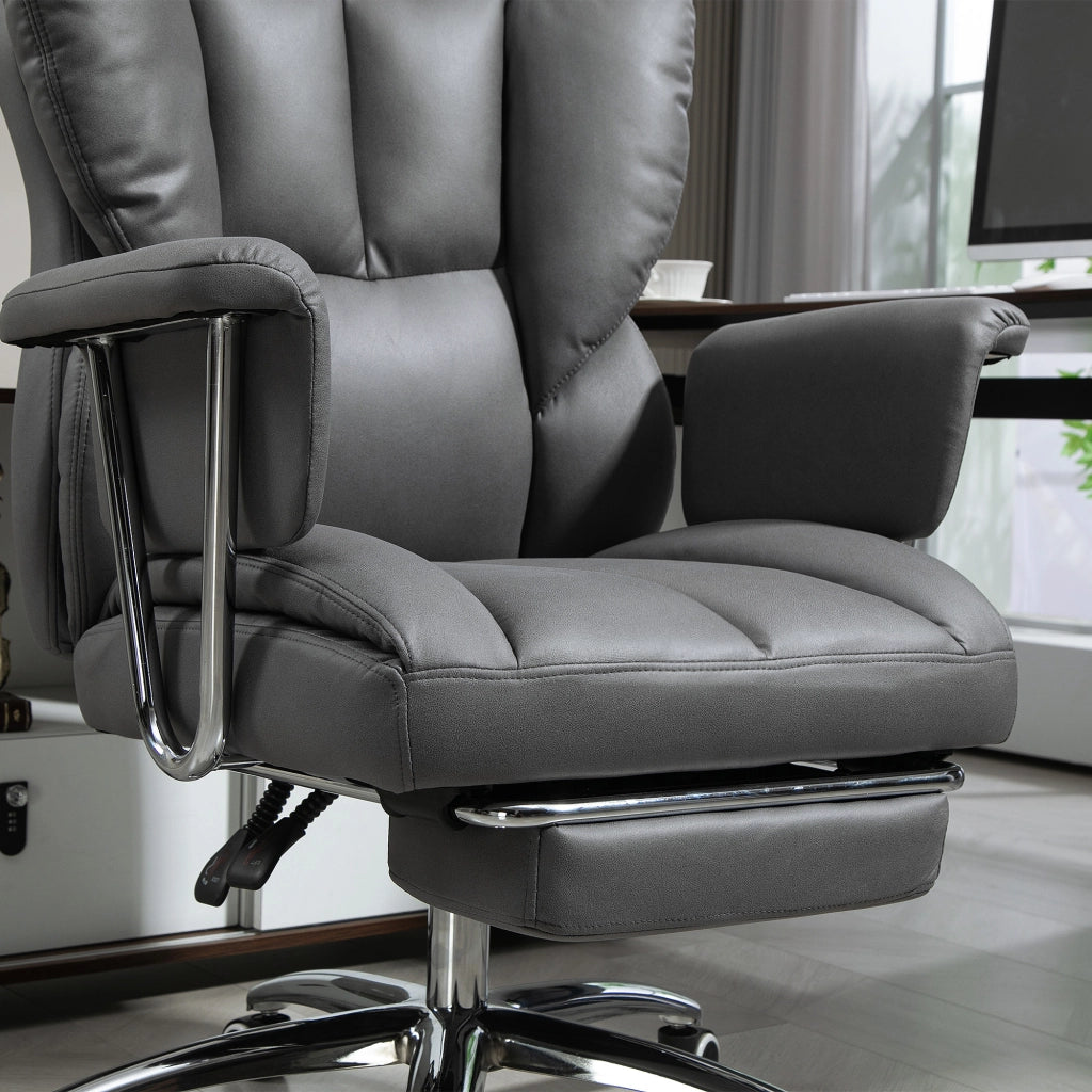 Sedia da Ufficio Ergonomica con Schienale Reclinabile 135° Poggiapiedi e Altezza Regolabile in Schiuma Grigio Scuro