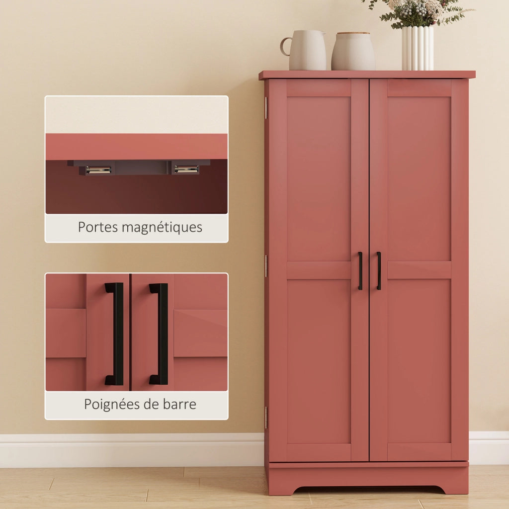 Credenza Cucina 5 Ripiani ¨C Xylo ¨C Porte Regolabili 60x40x120cm Effetto Legno Rosso