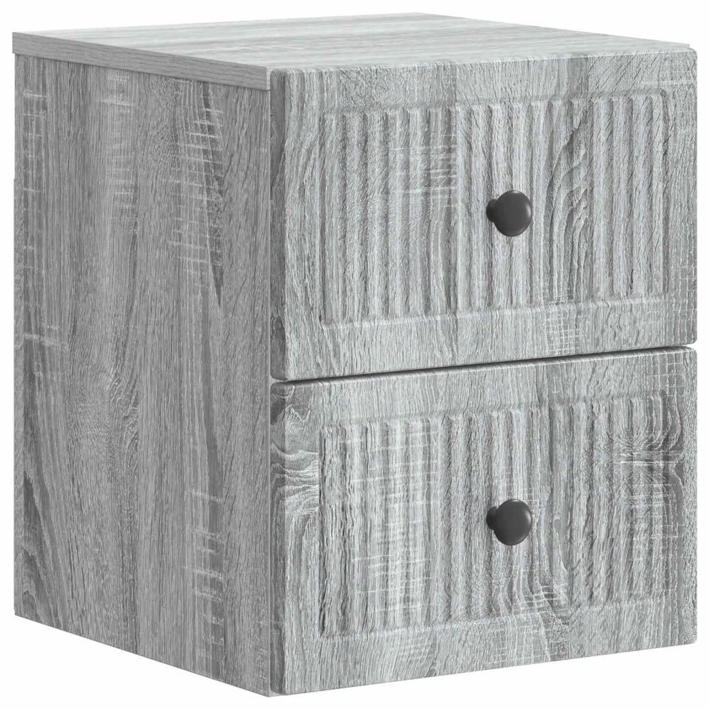 Comodino | Armadio da Notte | Mobiletto da notte a muro Grigio Sonoma 33 x 34,5 x 40 cm