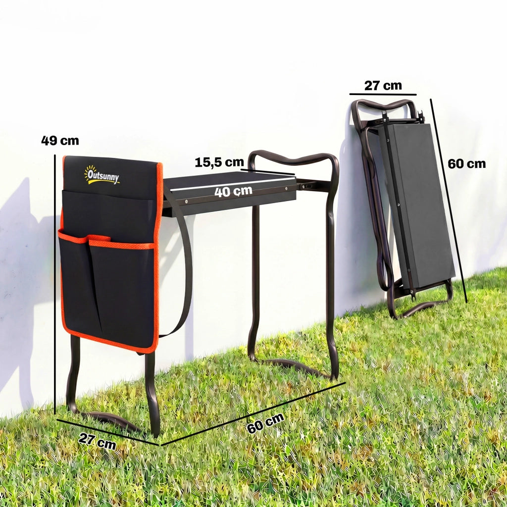 Sgabello Pieghevole da Giardino ¨C Xylo ¨C con Cuscino EVA e Marsupio Portattrezzi Carico 150kg