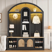 ARMADIO INGRESSO 150x40x195 cm MDF Nero con ripiani e ganci