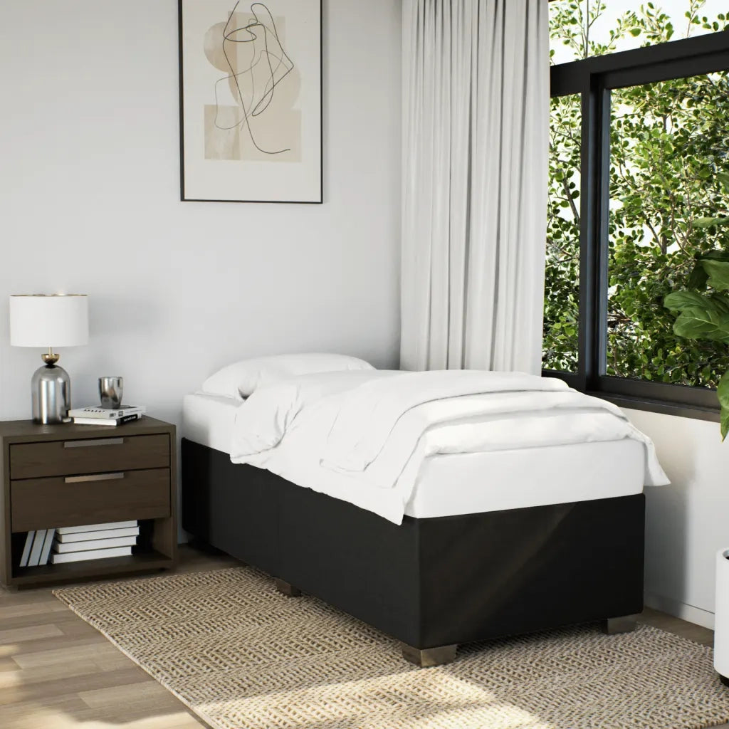 Letto singolo | Letto per adulti | Giroletto a Molle con Materasso Nero 80x200 cm inTessuto
