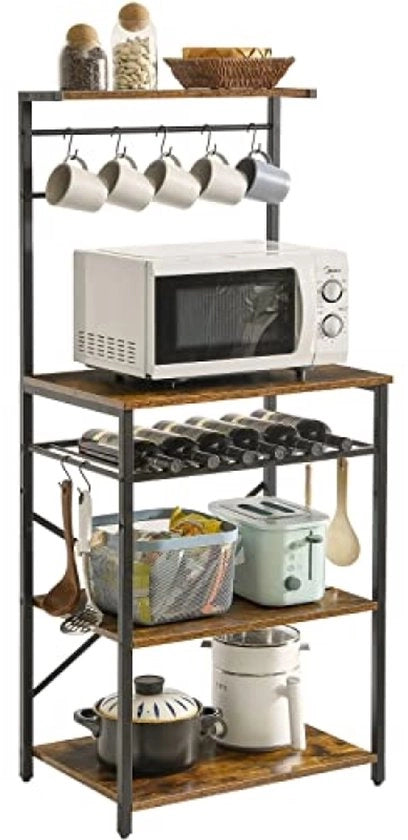 Rack da cucina con 5 pannelli - multifunzionale e stile - marrone-nero