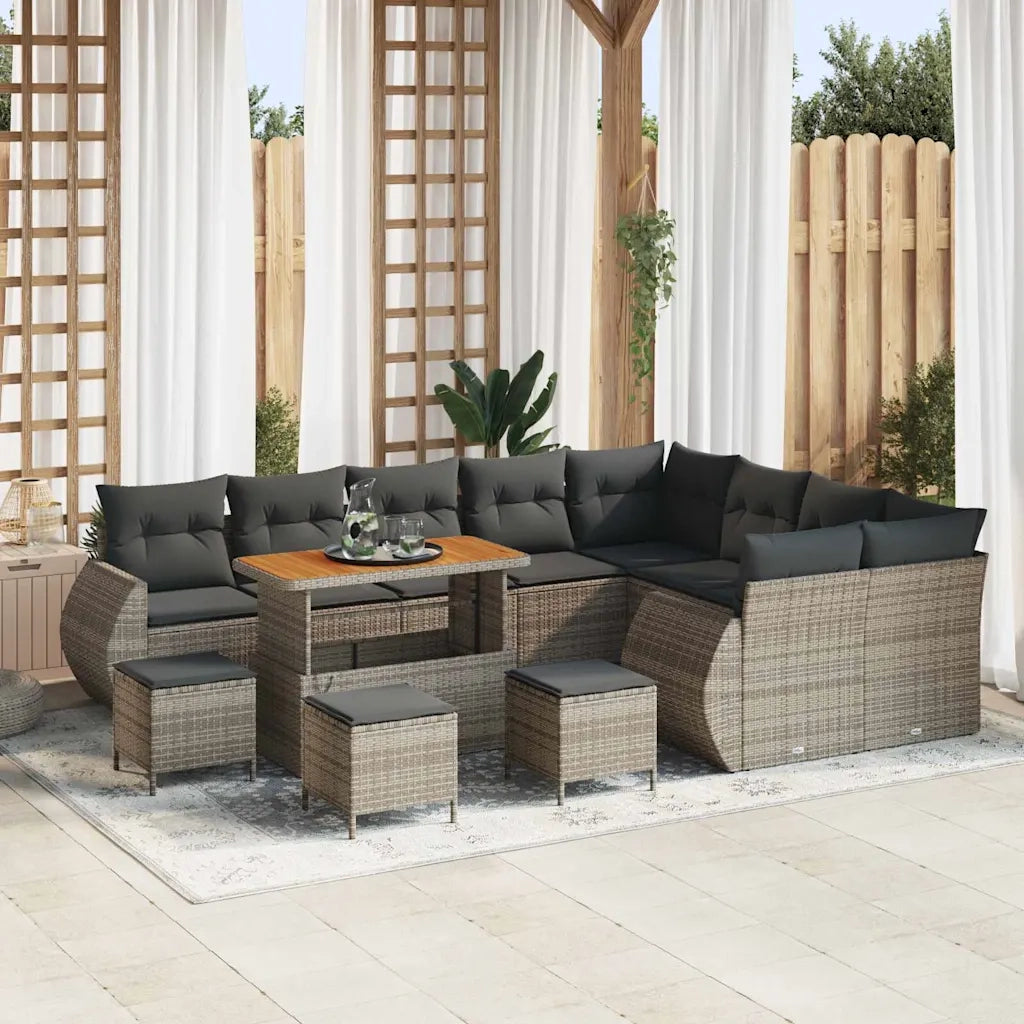 Set Divano da Giardino 13 pcs Grigio Rattan in Polipropilene