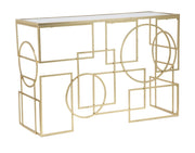 Console Marie 120x41x81 cm in Ferro e Vetro Oro e Nero