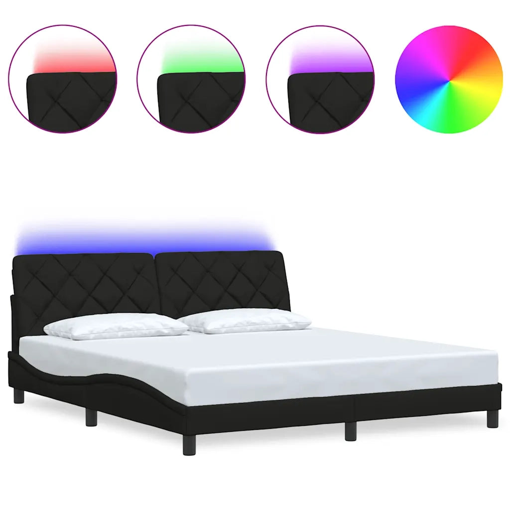 Giroletto con LED senza Materasso Nero 180x200 cm in Tessuto 3310687
