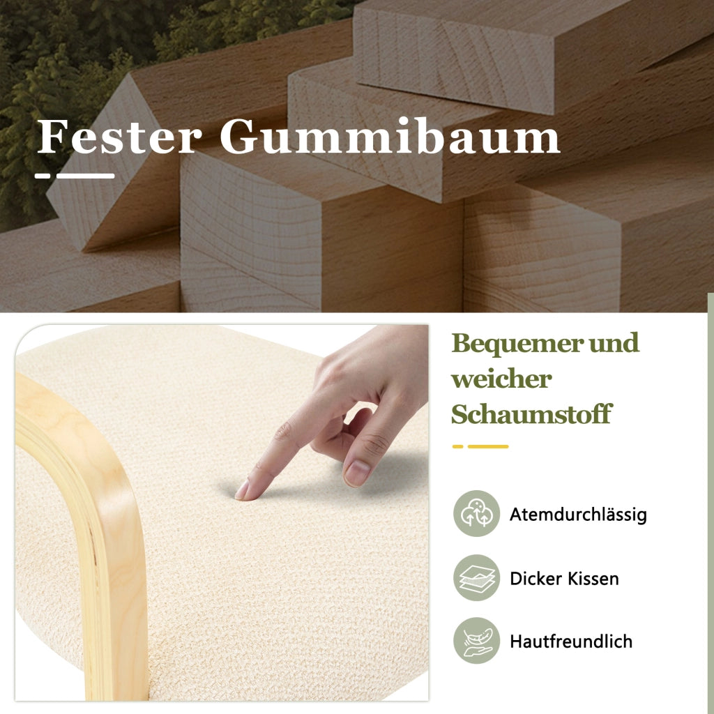 Sedie da pranzo set di 2 in legno curvato con braccioli e schienale ergonomico in tessuto teddy bianco