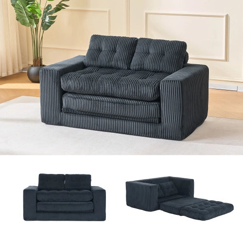 Divano Letto 2 Posti ¨C MINIMAL ¨C Tessuto a Coste, Memory Foam, Compatto