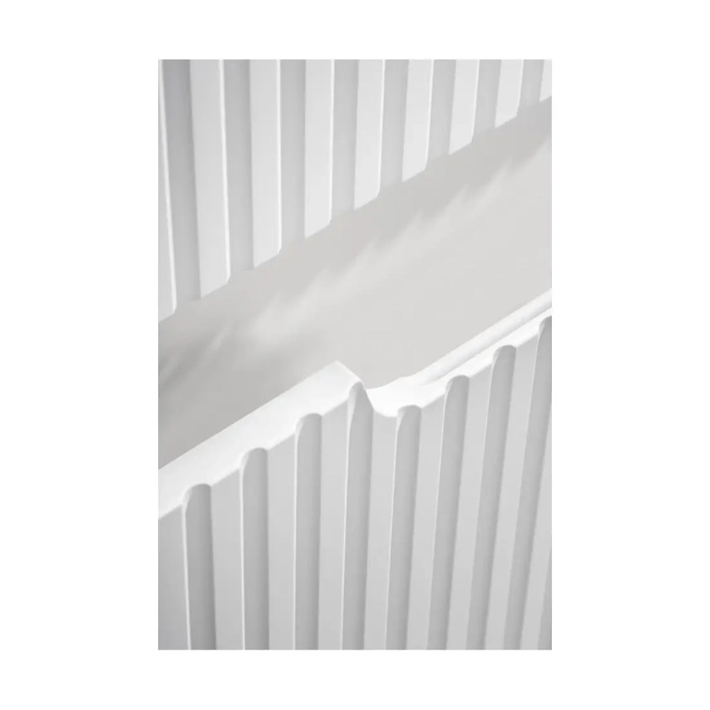 Set bagno VANO bianco 80cm: mobile sottolavabo con cassetti + piano per lavabo bianco + lavabo da appoggio scanalato bianco