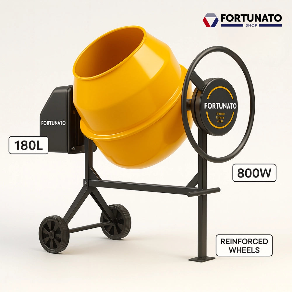 Betoniera elettrica vasca acciaio resistente 180 litri 800 w 28 rpm