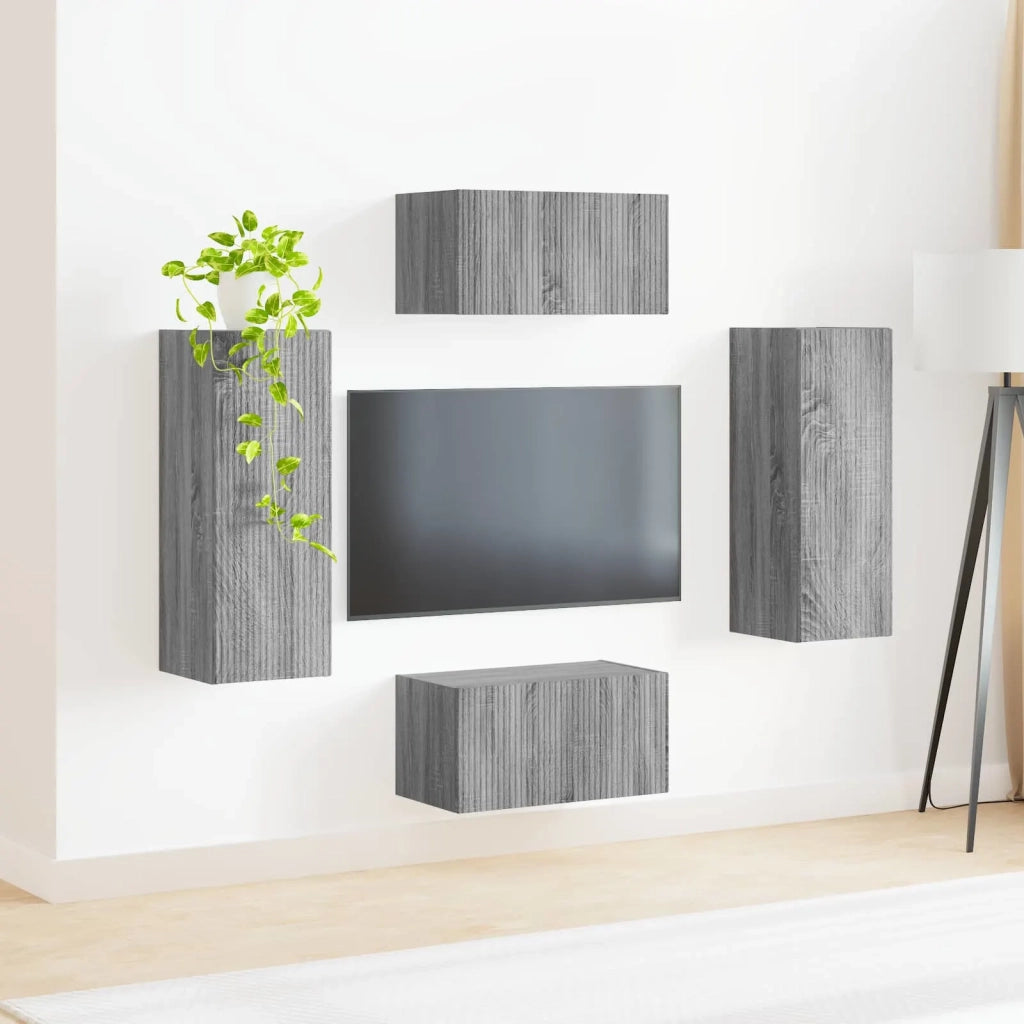 Set mobile TV 2 pz | Armadietto TV | Mobile Porta TV Grigio Sonoma Legno multistrato