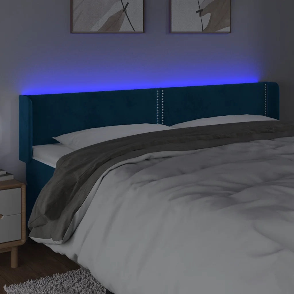 Testiera a LED Blu Scuro 163x16x78/88 cm in Velluto 3123154