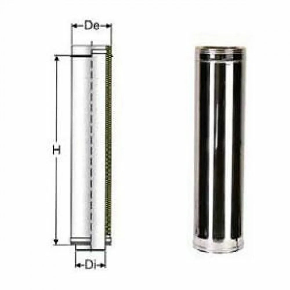 Inox doppia parete aisi 316 tubo l.1000 d.080 130 b00n97m8is