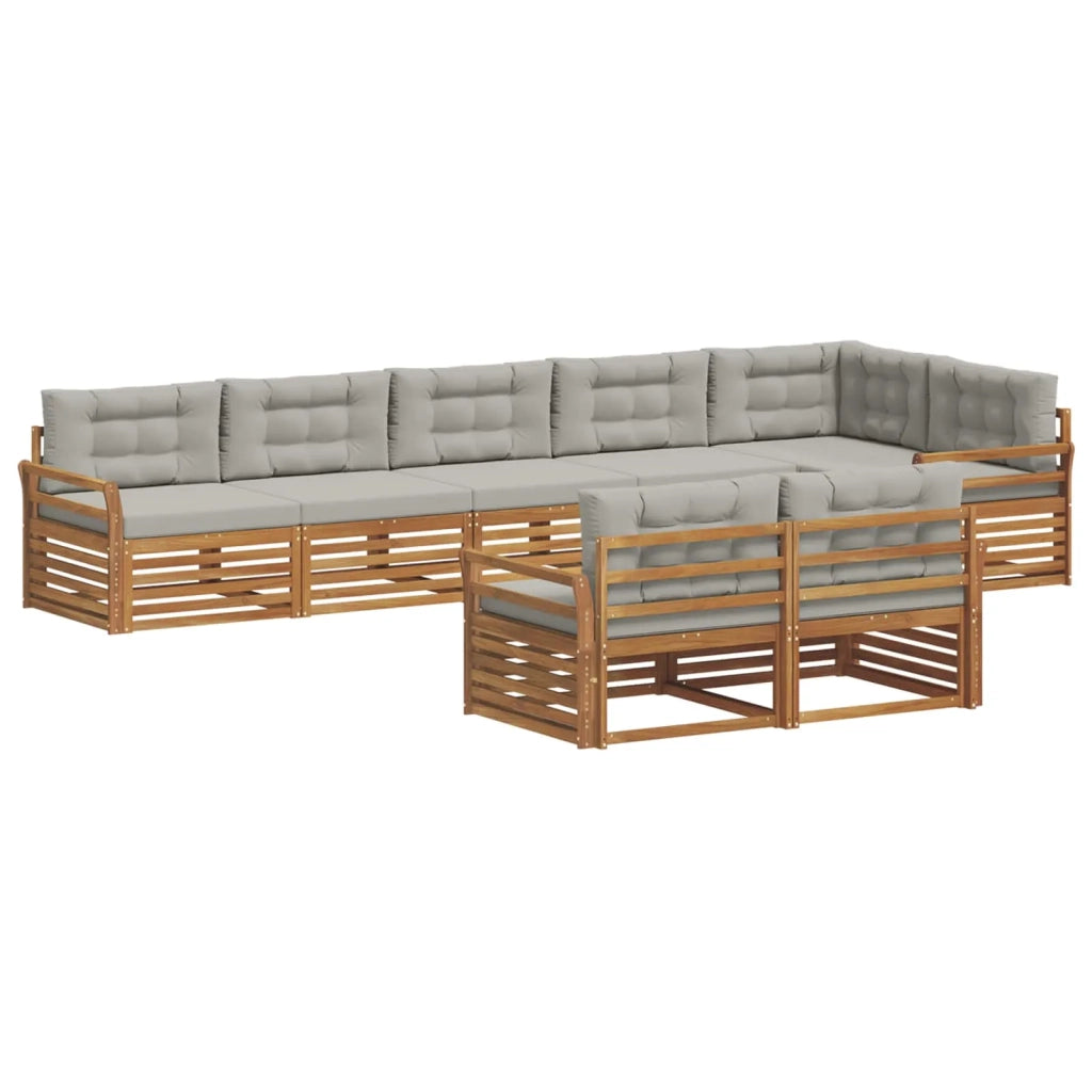 Set di divani da esterno 8 pcs Grigio Naturale e Chiaro 3373661
