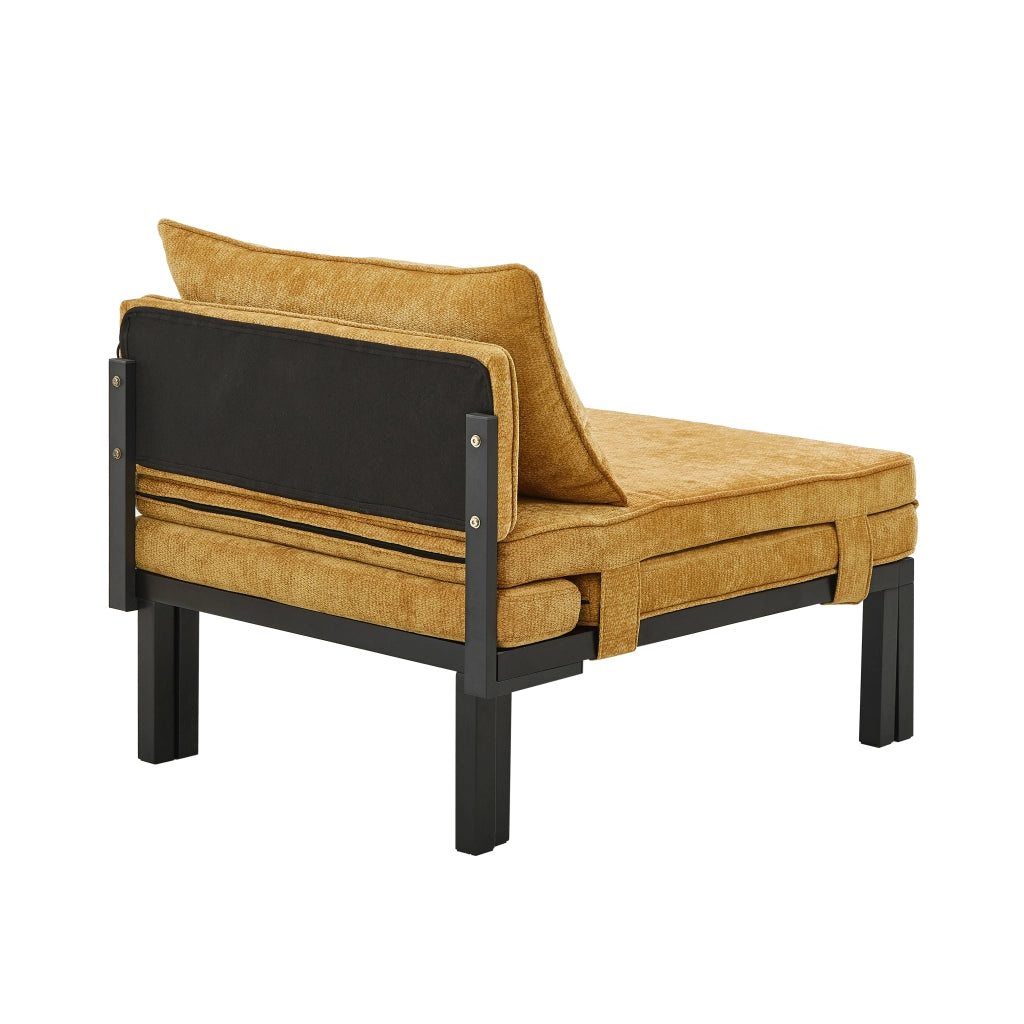 Letto pieghevole singolo trasformabile da poltrona con USB e Type-C; senza materasso; velluto; giallo