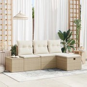 Set Divano da Giardino con cuscino 4 pz-Sofa da Giardino-Divanetto da esterno Beige Poly Rattan 259426