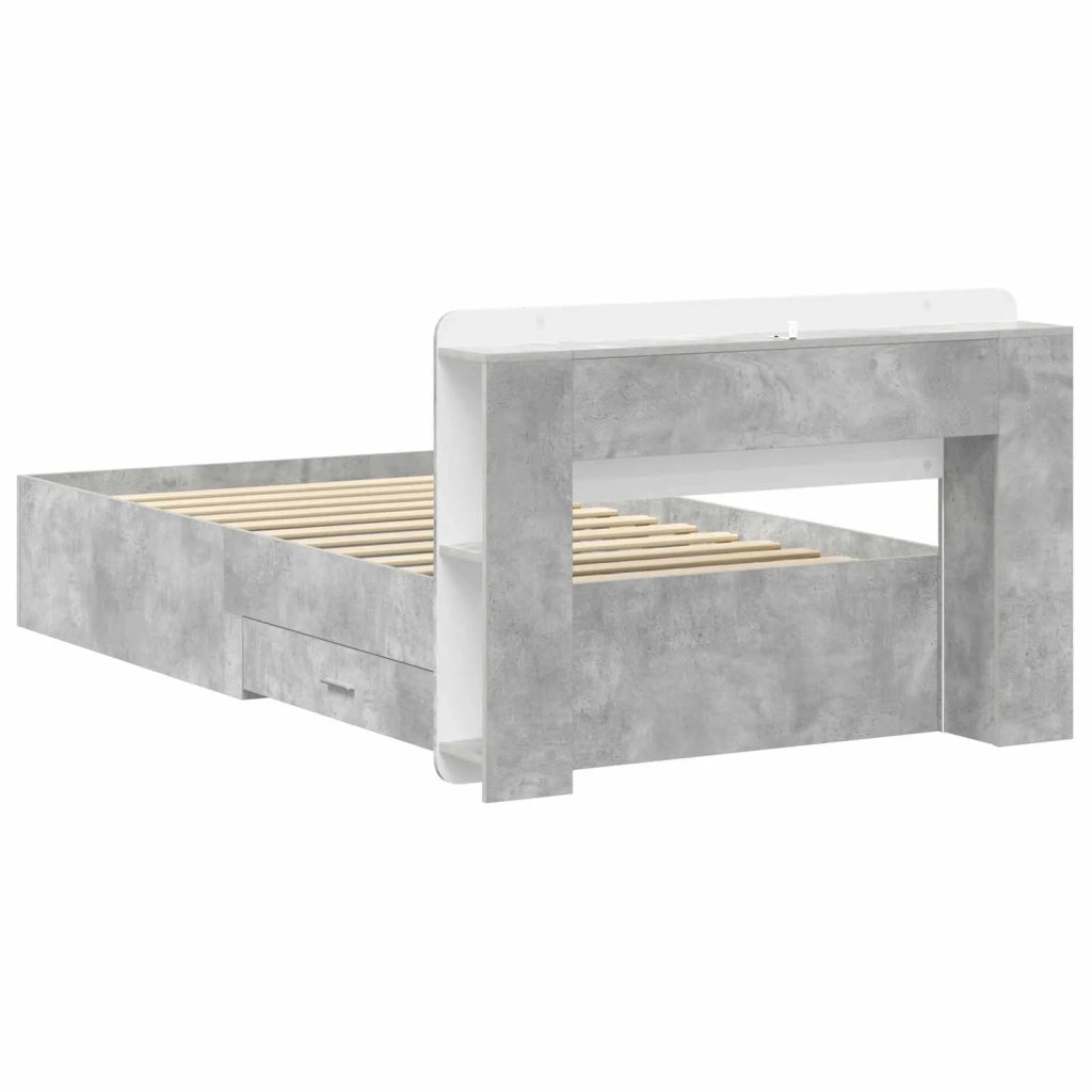 Telaio del letto con storage Grigio Cemento 75 x 190 cm 3433697