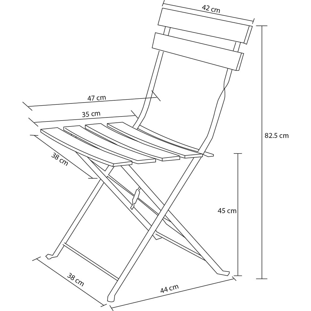 Set 3 Pezzi Giardino Tavolo con 2 Sedie Bistrot Pieghevole Modello Parigi Nero