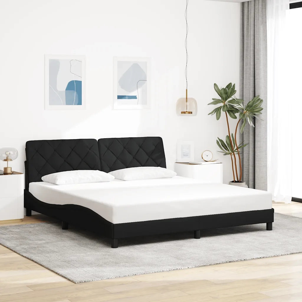 Giroletto con LED senza Materasso Nero 180x200 cm in Tessuto 3310687