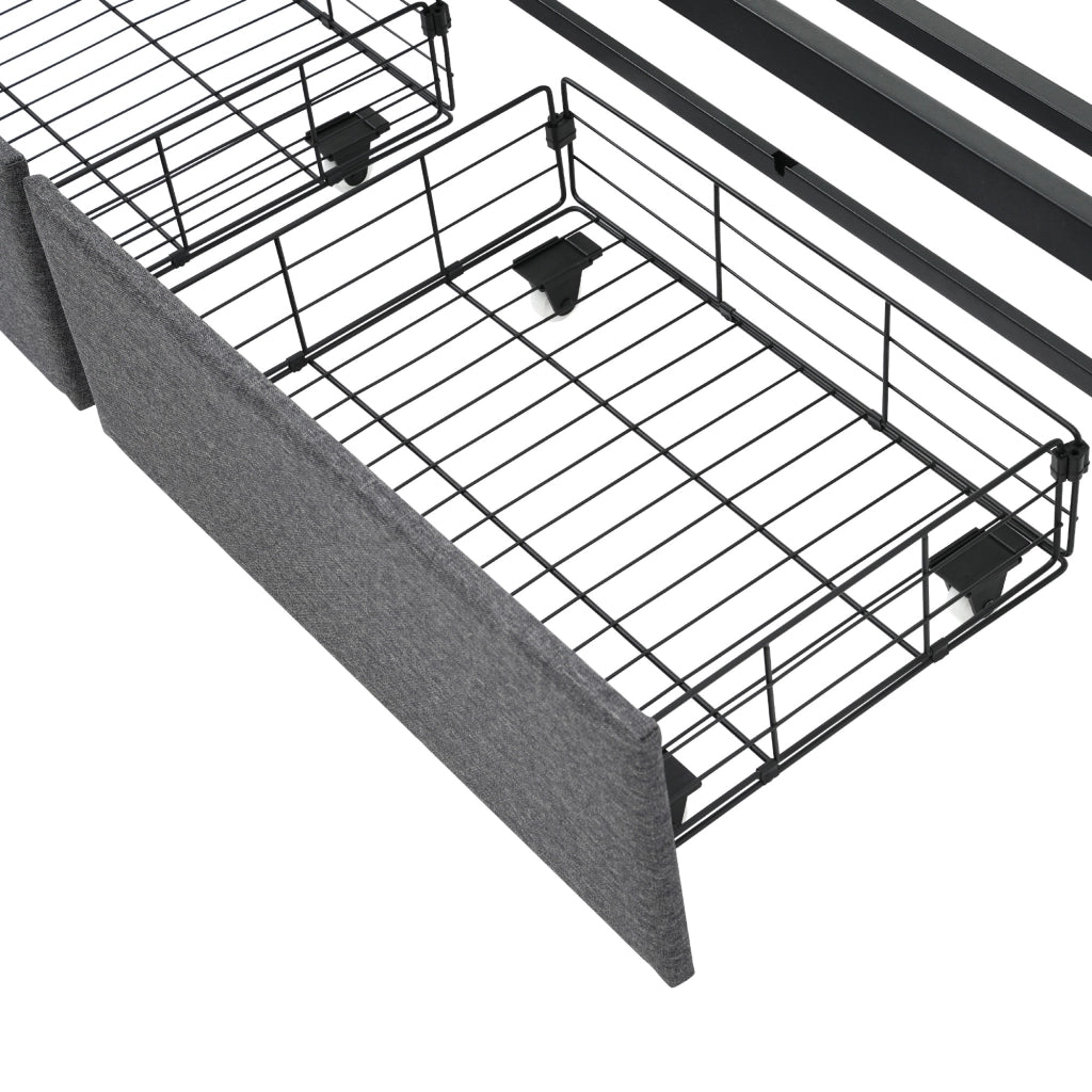 letto imbottito lino grigio 160 x 200 cm