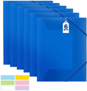 Map per documenti A4, 6 fogli, Map per posta scolastica A4, Map archivio plastica PP con elastico, per scuola (blu)