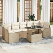 Set Divano da Giardino con cuscino 8 pcs Beige polyrattan
