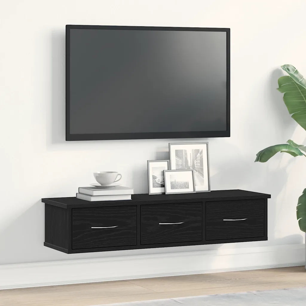 Armadietto a Muro | Mobile a Parete Rovere Nero 88x26x18,5 cm in Truciolato