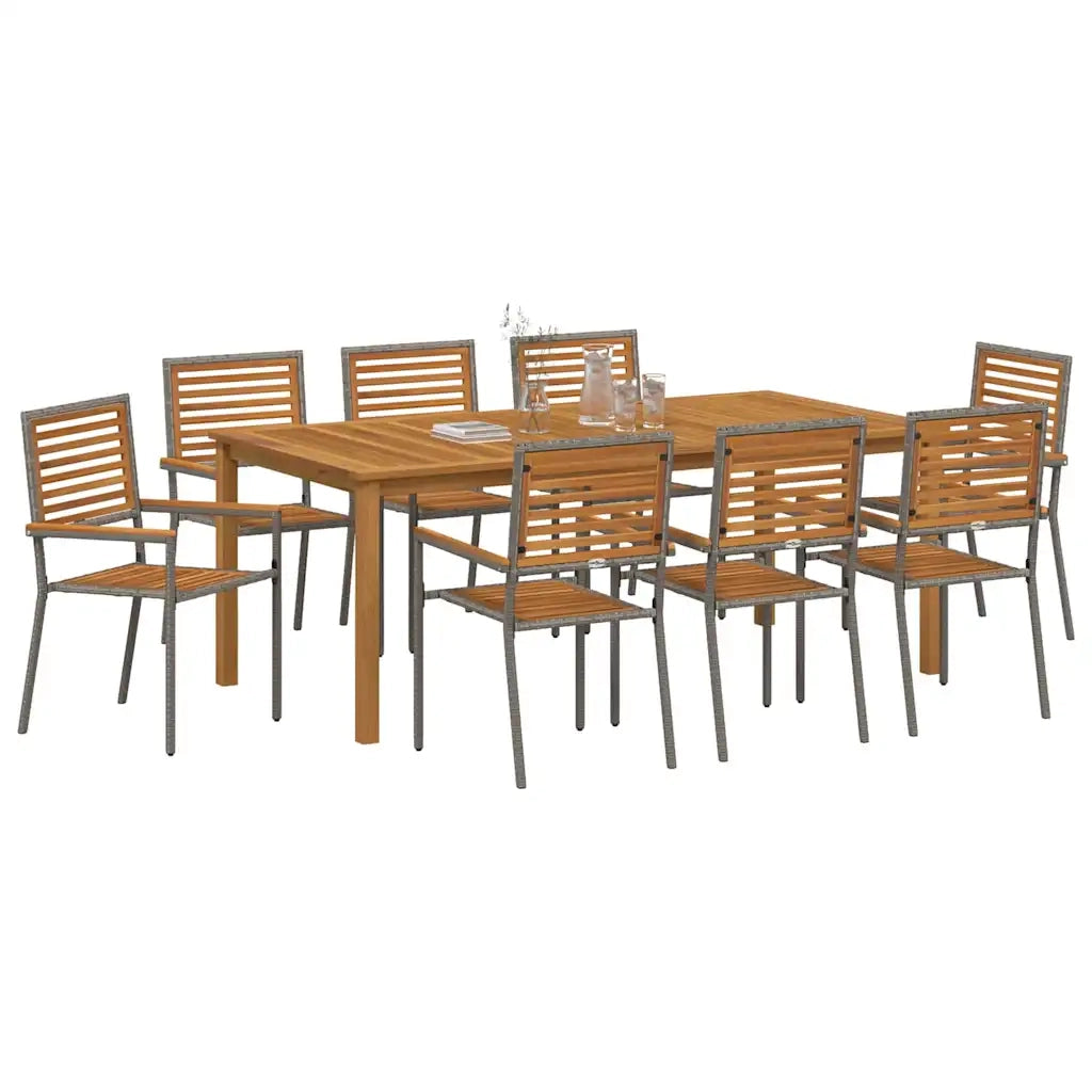 Set da Pranzo per Giardino 9 pcs Grigio