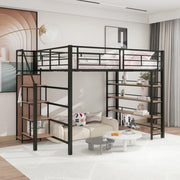 Letto a Soppalco Singolo con Armadio e Contenitore ¨C MINIMAL ¨C Nero 140x200