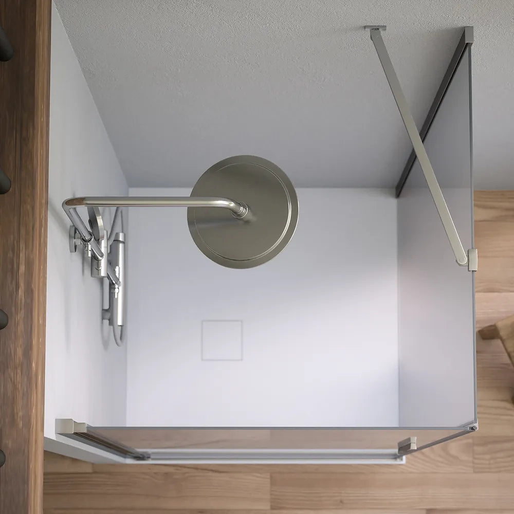 Box doccia 80x90cm con apertura a battente e parete fissa, profili cromati e vetro da 6mm opaco h195 | Elba