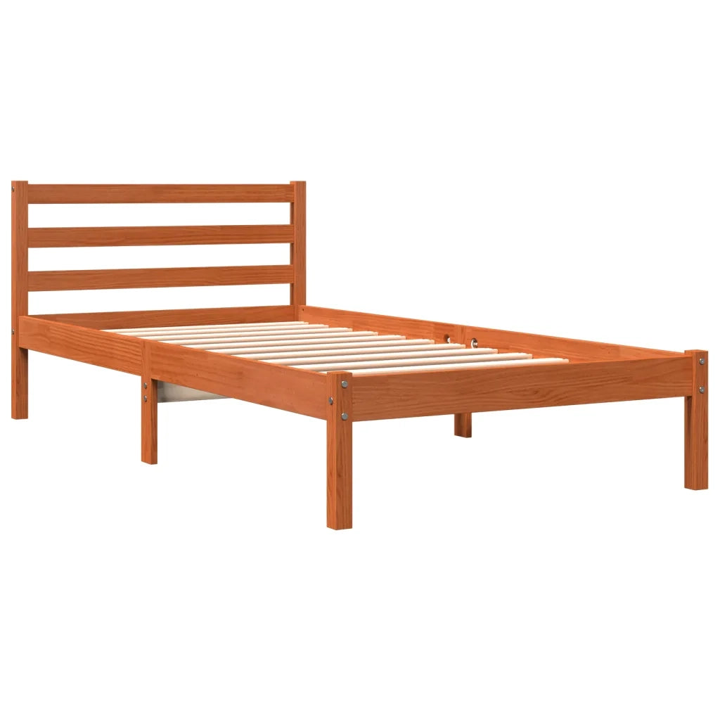 Letto singolo | Letto per adulti | Letto senza Materasso Marrone Cera 75x190 cm in Legno di Pino