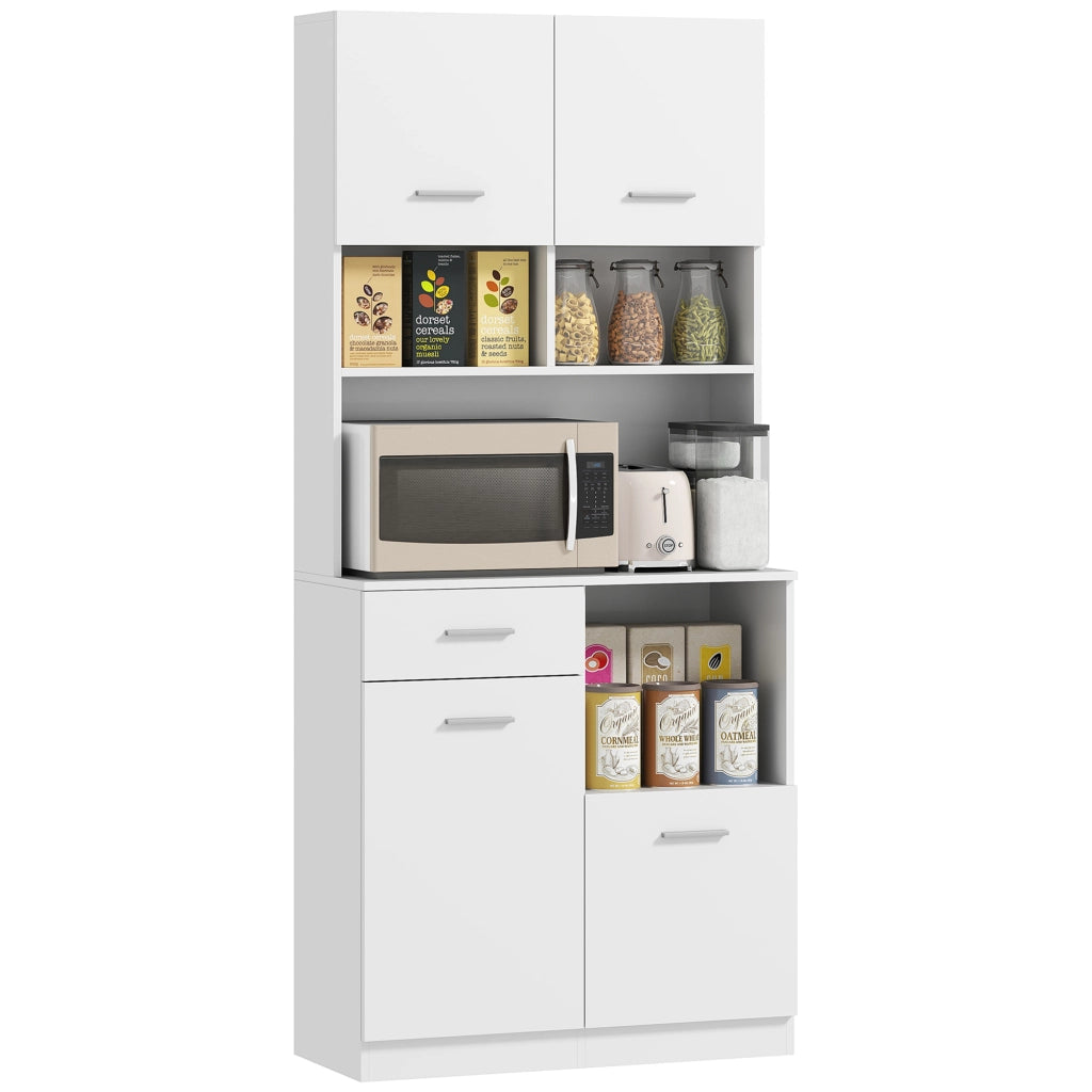Mobile Dispensa Legno ¨C Xylo ¨C 4 Ante 3 Ripiani Cassetto 80x35x180cm Bianco