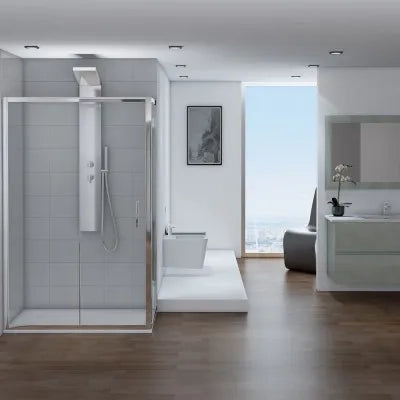 Box doccia angolare 80x140 cm scorrevole in cristallo trasparente Ted