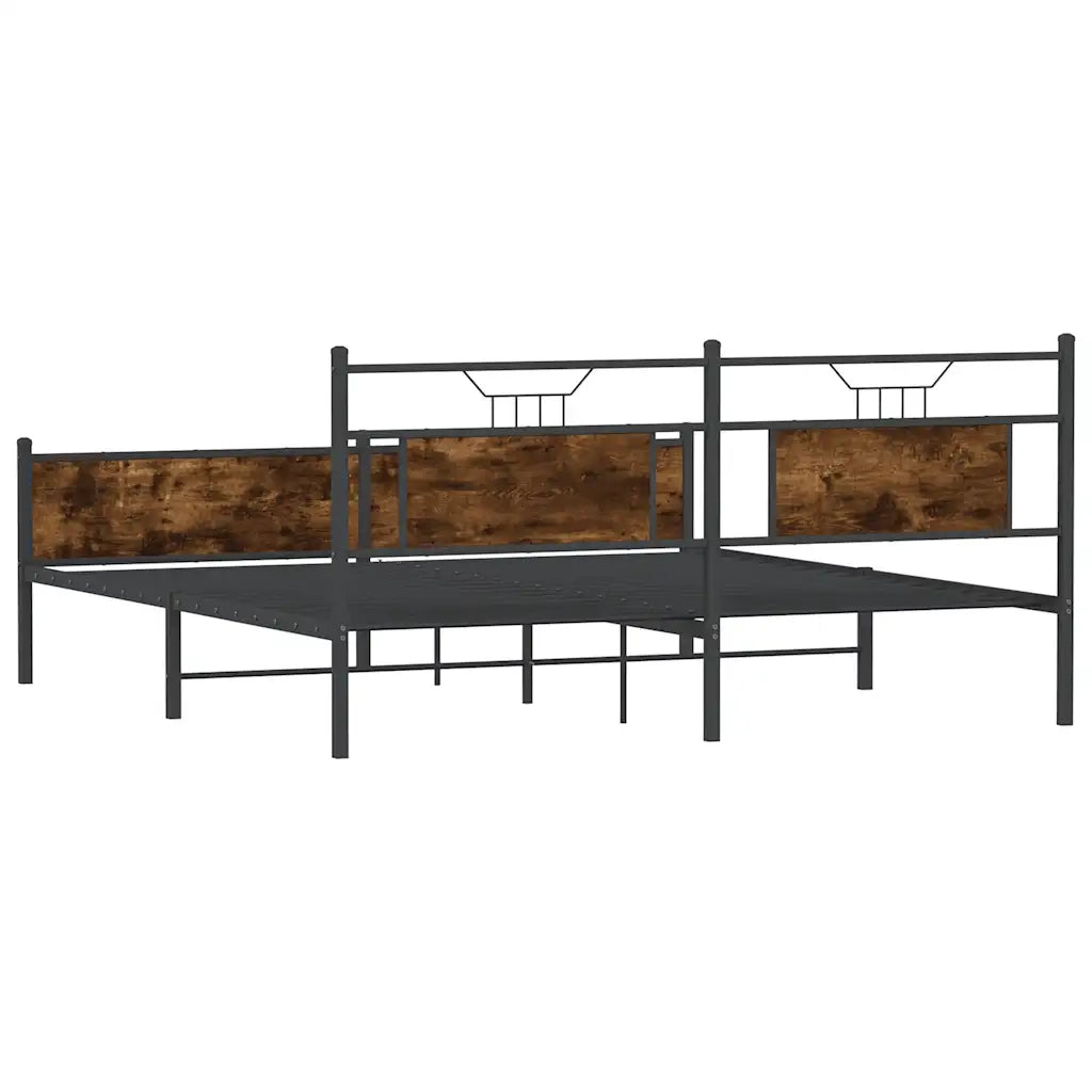 Giroletto senza Materasso in Metallo-Struttura Letto Rovere Fumo 160x200 cm 557443