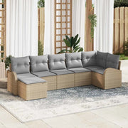 Set di divani con cuscino 7 pcs Beige polyrattan 3354799
