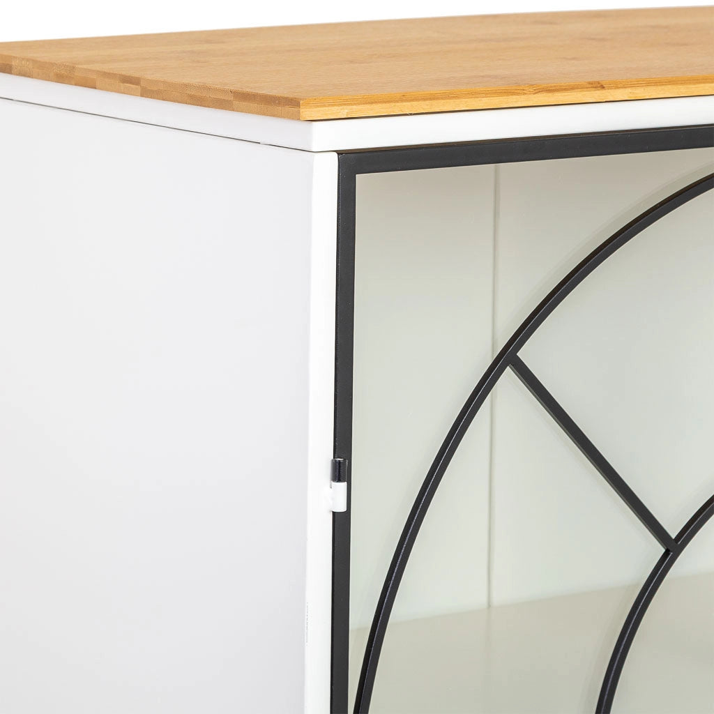 Vetrina in metallo, legno e vetro, 2 ante, bianco, 80x35x130,5h cm