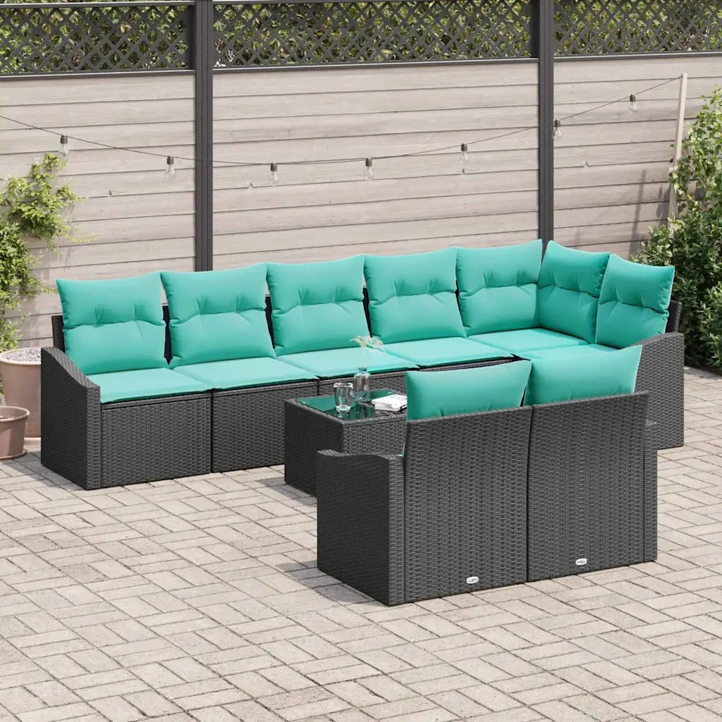 Set di divani con cuscino 9 pcs Nero polyrattan 3346786