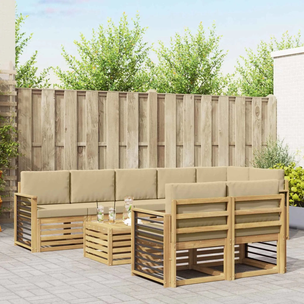 Set di divani da esterno 9 pcs Bianco e Beige 59 x 59 x 37 cm 3392088