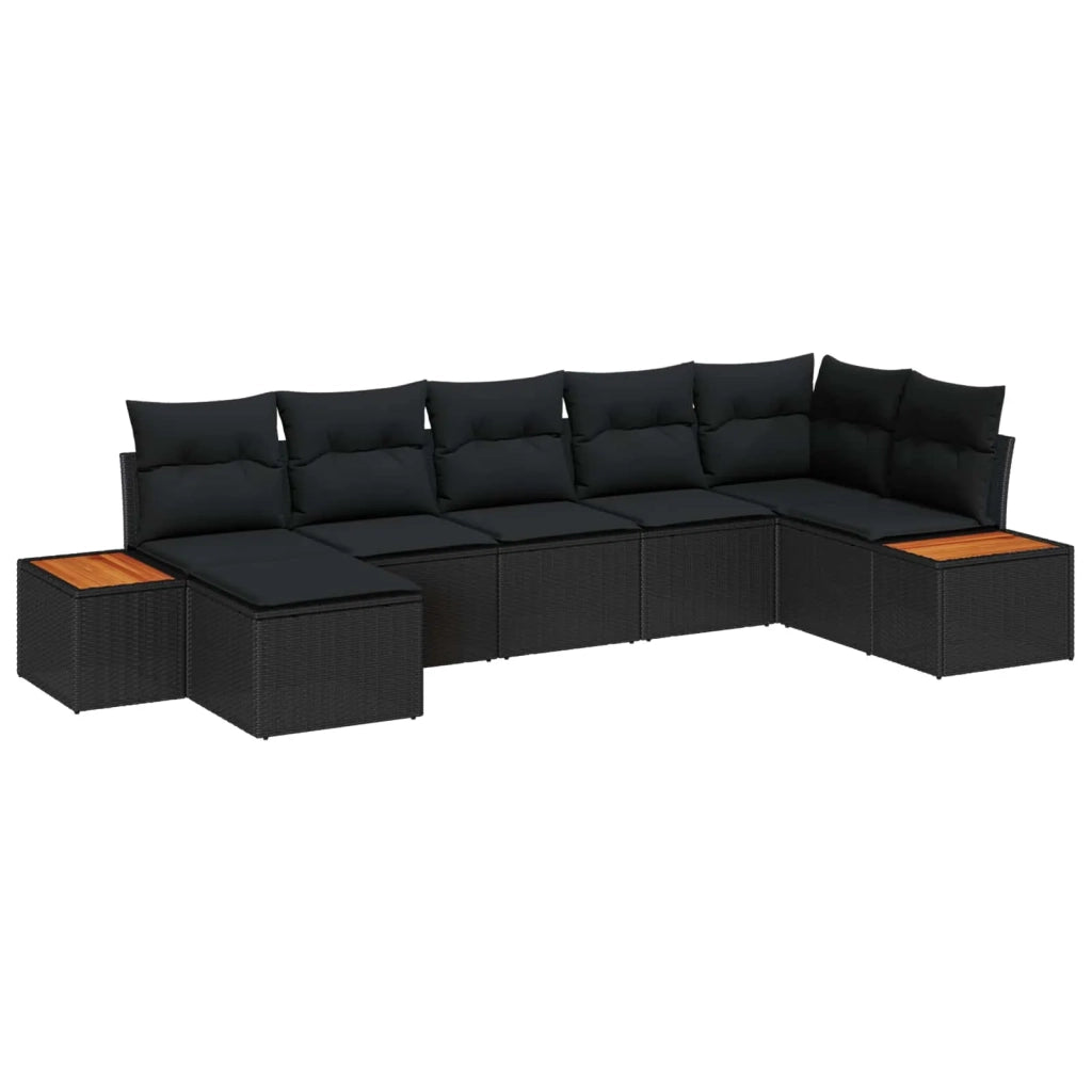 Set Divano da Giardino con cuscino 8 pcs Nero Polyrattan