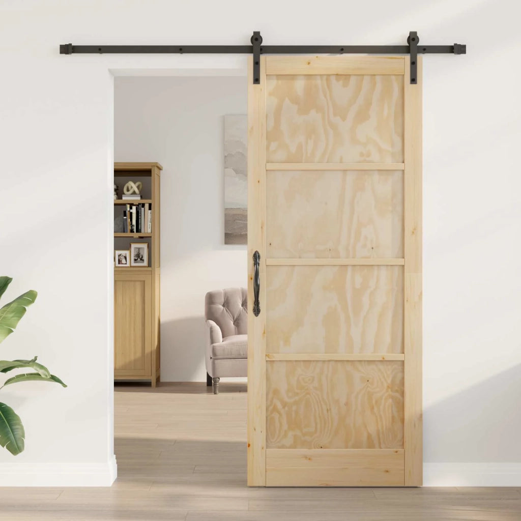 Porta scorrevole Naturale e Nero 86 x 211 cm 3445412