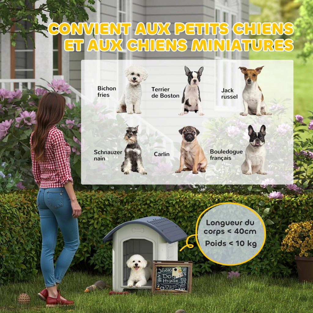 Cuccia per Cane Esterno ¨C Xylo ¨C Plastica Grigio Tetto Impermeabile Pavimento Rialzato