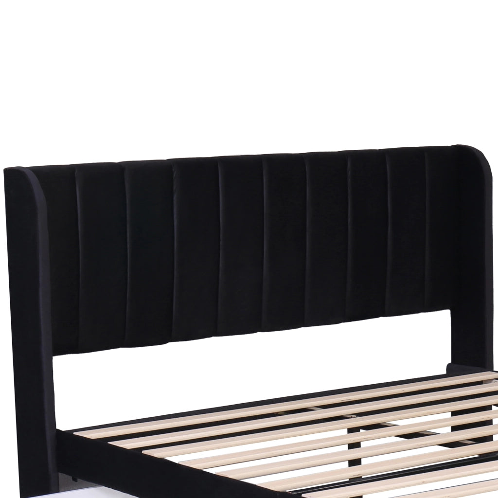 LETTO con rete a doghe e cassetti 140x200 cm in velluto nero