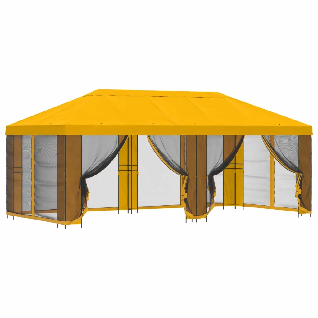 Gazebo con pareti laterali 6 x 3 m Giallo Poliestere e Acciaio 3376026