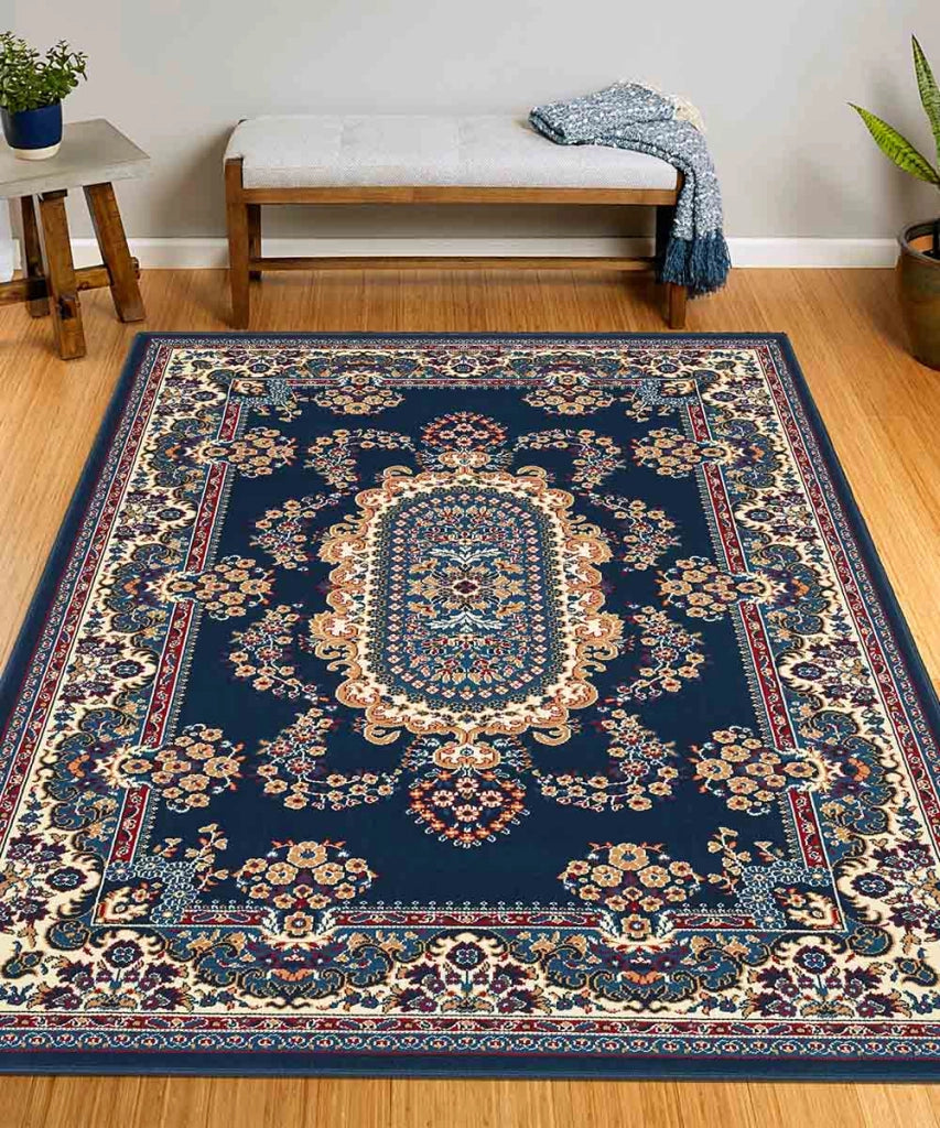 Tappeto passatoia ROYAL SHIRAZ 2063 BLU cm.100x200 arredo salotto disegno moderno geometrico arredo casa